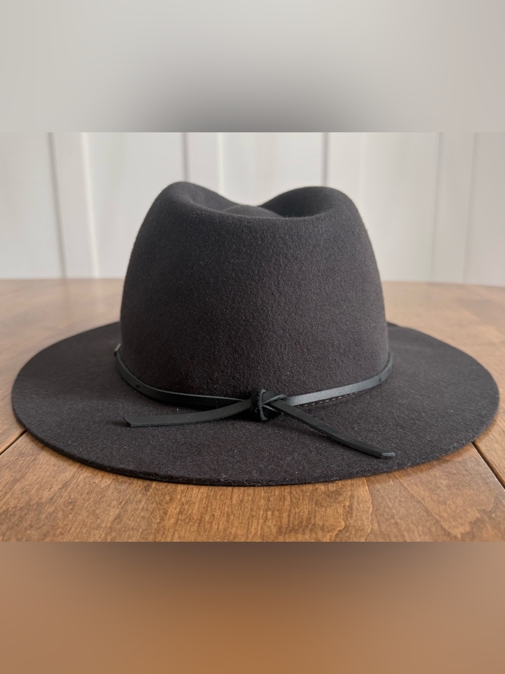 Brixton Wesley Packable Fedora in Washed Black with Black Leather Strap Sz Large